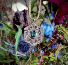 Load image into Gallery viewer, Kaleidoscope Eye green sapphire and Diamond pendant