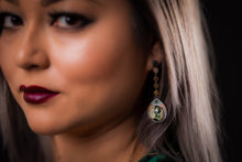 Load image into Gallery viewer, Green Goddess Earrings - Ocean Jasper, green tourmaline, citrine and diamond pavé