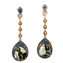 Load image into Gallery viewer, Green Goddess Earrings - Ocean Jasper, green tourmaline, citrine and diamond pavé