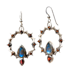 Load image into Gallery viewer, The Empress - Labradorite and Garnet earrings