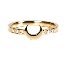 Load image into Gallery viewer, Moon Queen - 14ky gold crescent moon ring with diamonds
