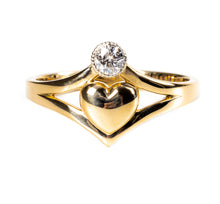 Load image into Gallery viewer, Love Always - 14k yellow diamond ring with a heart of gold