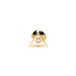 Trinity - triangle gold and diamond stud earring