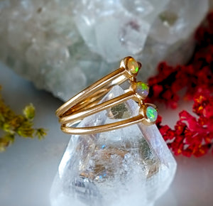 Triple Goddess - triple banded 3- stone opal ring