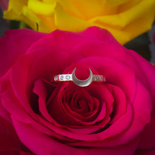 Load image into Gallery viewer, Moon Queen - 14ky gold crescent moon ring with diamonds