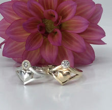 Load image into Gallery viewer, Love Always - 14k yellow diamond ring with a heart of gold