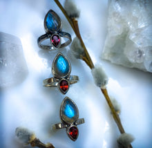 Load image into Gallery viewer, Empress - Labradorite and Garnet ring
