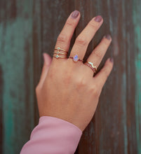 Load image into Gallery viewer, Moon Queen - 14ky gold crescent moon ring with diamonds