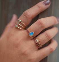 Load image into Gallery viewer, Moon Queen - 14ky gold crescent moon ring with diamonds