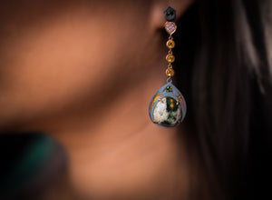 Green Goddess Earrings - Ocean Jasper, green tourmaline, citrine and diamond pavé