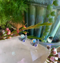 Load image into Gallery viewer, Moon Goddess Studs - Opal and tanzanite