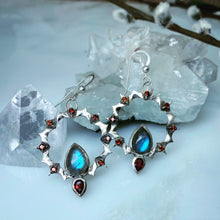 Load image into Gallery viewer, The Empress - Labradorite and Garnet earrings