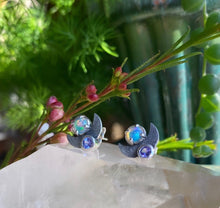 Load image into Gallery viewer, Moon Goddess Studs - Opal and tanzanite