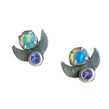 Load image into Gallery viewer, Moon Goddess Studs - Opal and tanzanite
