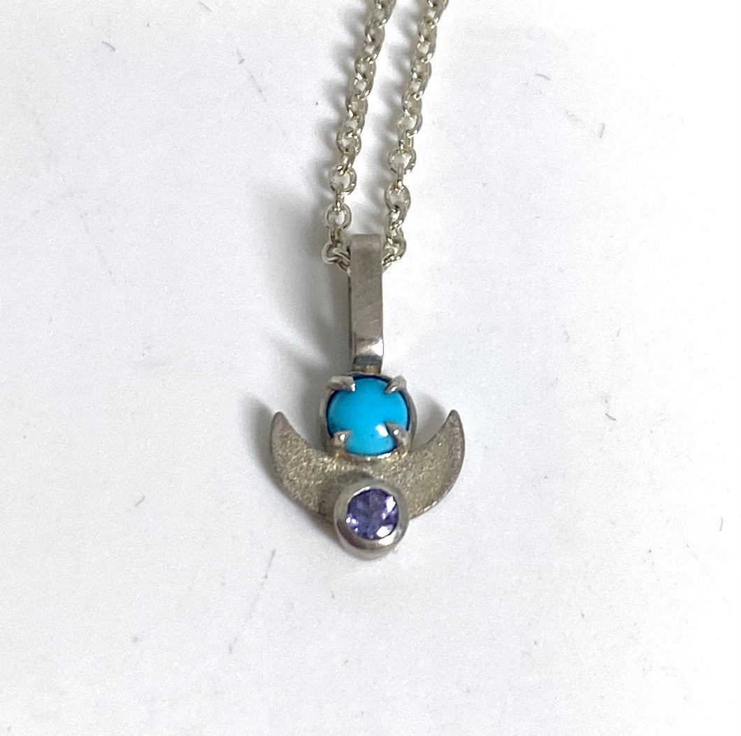 Moon Goddess necklace - Turquoise and tanzanite