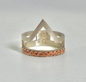 Sterling silver orange sapphire ring