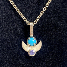 Load image into Gallery viewer, Moon Goddess necklace - Turquoise and tanzanite
