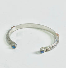 Load image into Gallery viewer, Sterling silver and rose gold diamond accented cuff with labradorite
