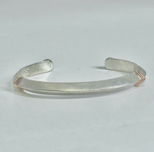 Load image into Gallery viewer, Sterling silver and rose gold diamond accented cuff with labradorite
