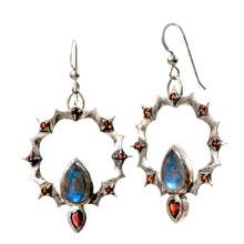 Load image into Gallery viewer, The Empress - Labradorite and Garnet earrings
