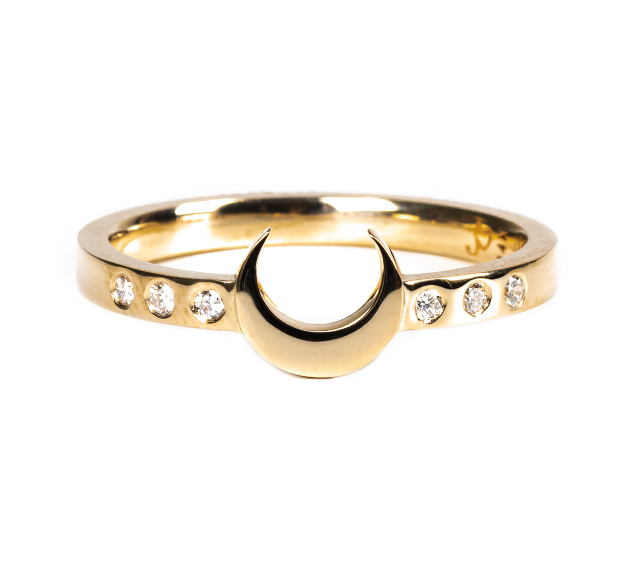 Moon Queen - 14ky gold crescent moon ring with diamonds – J