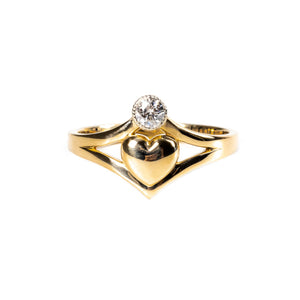 Love Always - 14k yellow diamond ring with a heart of gold