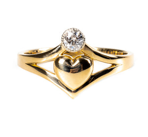 Love Always - 14k yellow diamond ring with a heart of gold