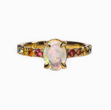Load image into Gallery viewer, Rainbow Sapphire and Opal french cut ring
