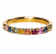 Load image into Gallery viewer, French cut Rainbow Sapphire Band

