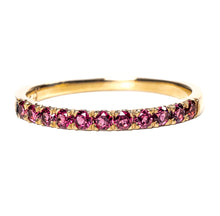 Load image into Gallery viewer, Band of Roses - Rose garnet band in 14k yellow gold
