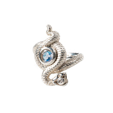 Load image into Gallery viewer, Sculpted Serpent ring with rainbow Moonstone and Diamond
