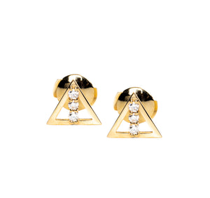 Trinity - triangle gold and diamond stud earring