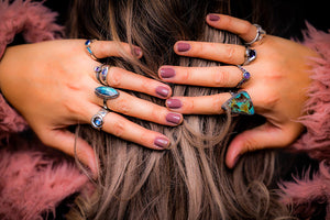 Triple signet - opal and rose garnet signet ring