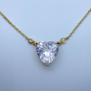 Queen of Hearts - Danburite and diamond Heart necklace