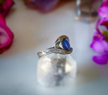 Load image into Gallery viewer, Wrapped in Blue- Iolite bypass ring with hand engraving
