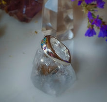 Load image into Gallery viewer, Triple signet - opal and rose garnet signet ring
