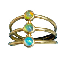 Load image into Gallery viewer, Triple Goddess - triple banded 3- stone opal ring
