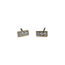 Load image into Gallery viewer, Pavé diamond bar stud 14k gold earrings
