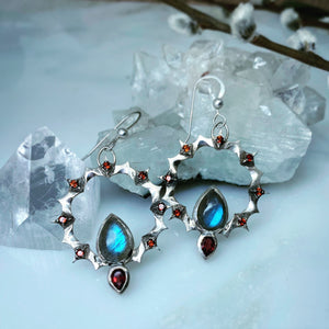 The Empress - Labradorite and Garnet earrings