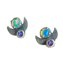 Load image into Gallery viewer, Moon Goddess Studs - Opal and tanzanite
