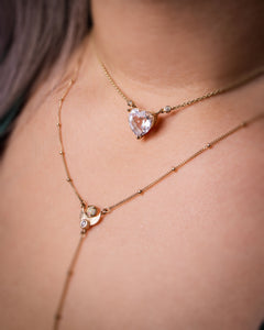 Queen of Hearts - Danburite and diamond Heart necklace