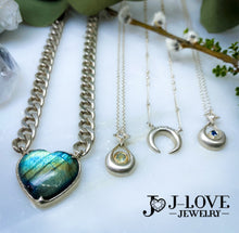 Load image into Gallery viewer, Labradorite Heart Cuban Chain Necklace
